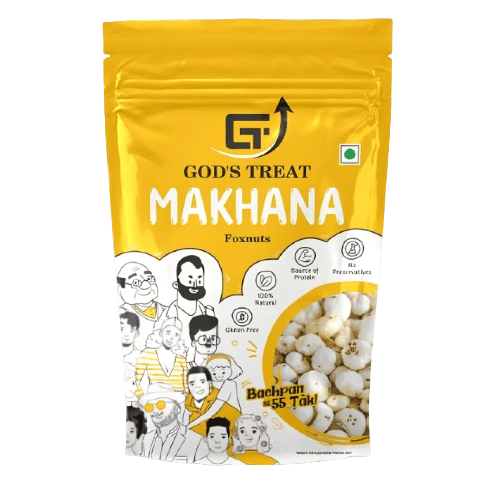 GOD'S TREAT Premium Makhana (Phool Makhana/Fox Nuts) 200g, Pack of 1 | Raw Jumbo Lotus Seeds | Healthy Cooking Snack | Rich in Protein, Fiber & Minerals | Gluten-Free & Vegetarian